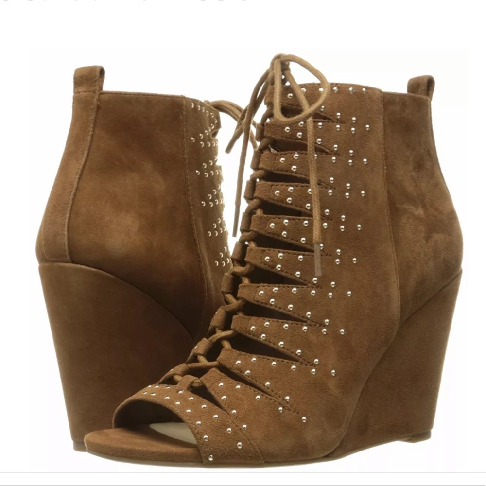 Jessica Simpson Barlett Leather Open Toe Wedges